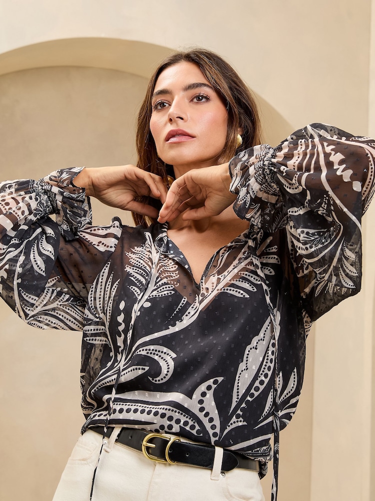 Lipsy Black 1 Tie Neck Blouse - Image 3 of 4