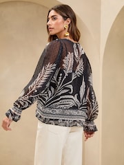 Lipsy Black 1 Tie Neck Blouse - Image 4 of 4