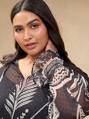 Lipsy Black 1 Curve Tie Neck Blouse - Image 2 of 4