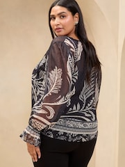 Lipsy Black 1 Curve Tie Neck Blouse - Image 4 of 4