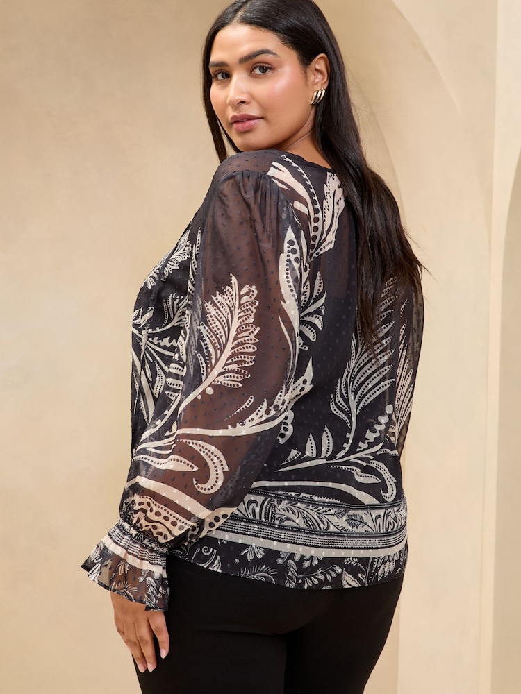 Lipsy Black 1 Curve Tie Neck Blouse - Image 4 of 4