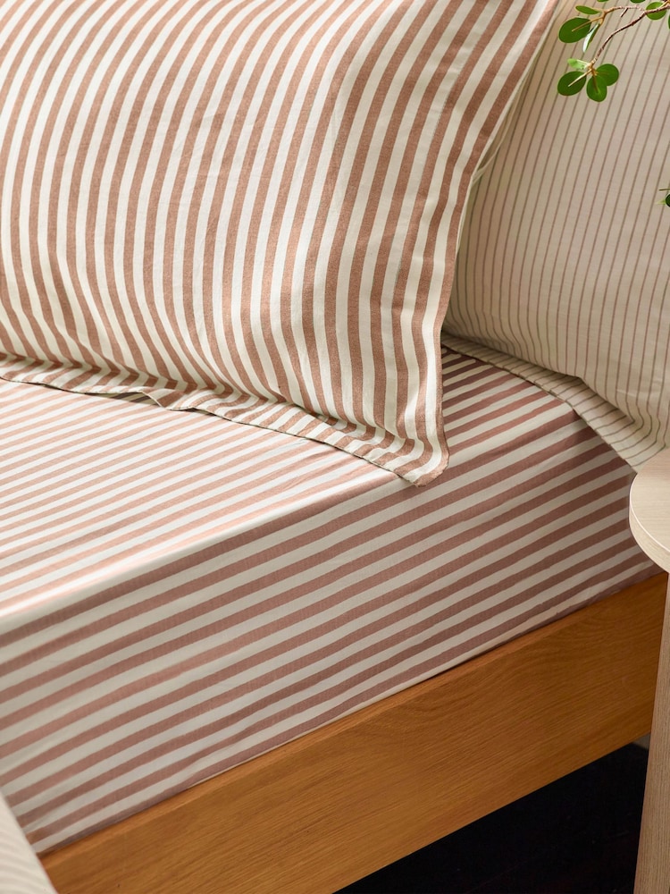 Yard Pecan Hebden Striped 100% Cotton Fitted Sheet - Image 1 of 1 Yard Pecan Hebden Striped 100% Cotton Fitted Sheet - Image 1 of 1
