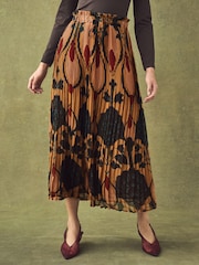 Brown Printed Midi Skirt - Image 1 of 6