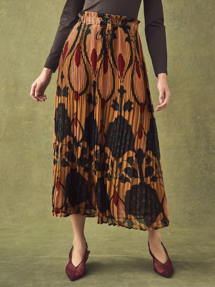 Brown Printed Midi Skirt - Image 1 of 6