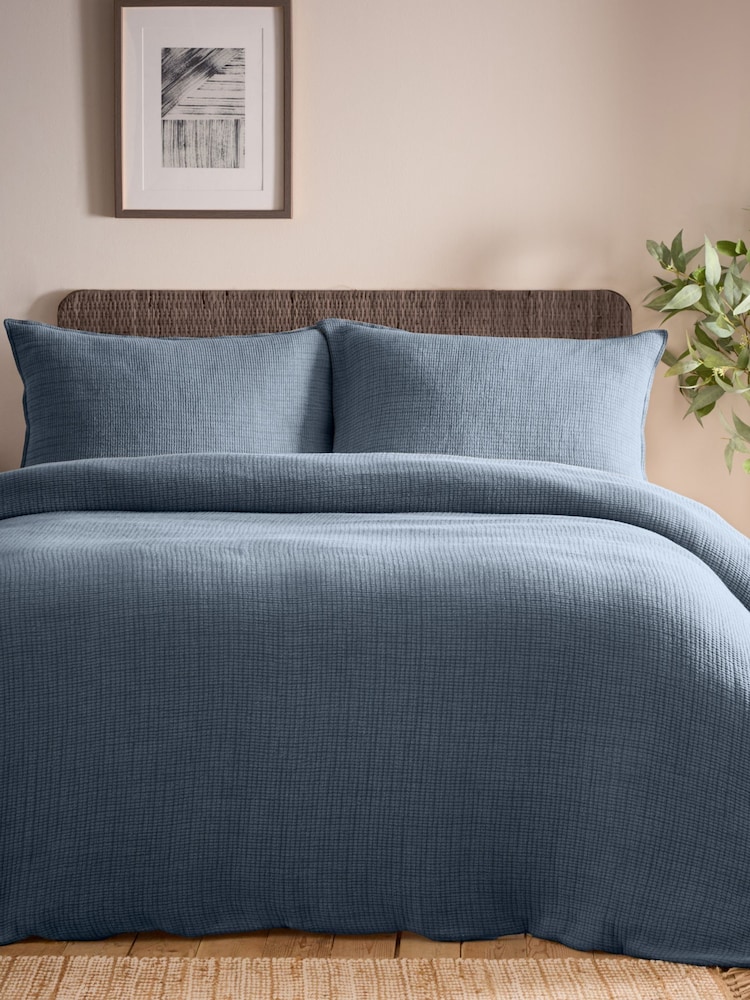 Yard Ink Ribble Acid Washed 100% Cotton Duvet Cover Set - Image 3 of 3 Yard Ink Ribble Acid Washed 100% Cotton Duvet Cover Set - Image 3 of 3