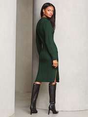 Lipsy Green Longline Side Split Cable Knitted Dress - Image 2 of 3