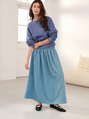 Blue Gingham Drop Waist Maxi Skirt - Image 1 of 7