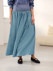 Blue Gingham Drop Waist Maxi Skirt - Image 2 of 7