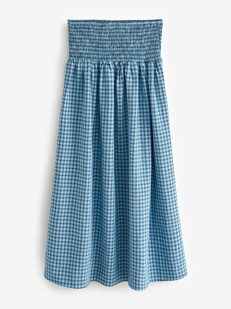 Blue Gingham Drop Waist Maxi Skirt - Image 5 of 7