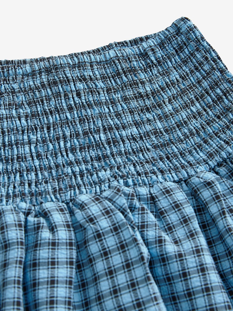 Blue Gingham Drop Waist Maxi Skirt - Image 6 of 7
