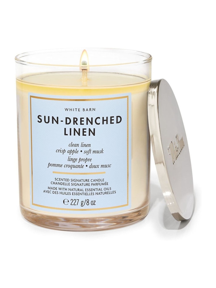 Bath & Body Works Sundrenched Linen Bath & Body Works Single Wick Candle 8 oz / 227 g - Image 1 of 1