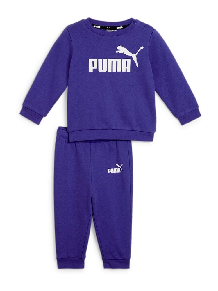 Puma Blue Essentials Minicats Baby Unisex Crew Neck & Joggers Set - Image 1 of 2