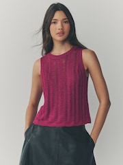 Pink Stitch Detail Sparkle Tank - Image 1 of 8