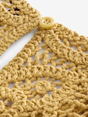 Yellow Ochre Crochet Lace Crew Neck Tank Top - Image 8 of 8