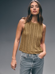Gold Stitch Detail Sparkle Tank - Image 1 of 6