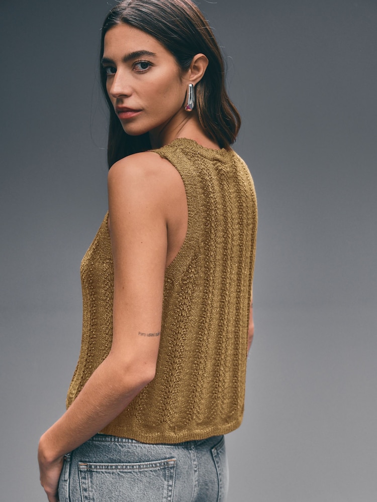 Gold Stitch Detail Sparkle Tank - Image 2 of 6
