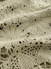 Green Sage 100% Cotton Floral Crochet Shirt - Image 9 of 9