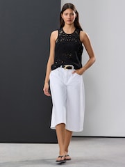 Black Crochet Lace Crew Neck Tank Top - Image 2 of 7