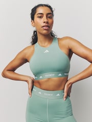 adidas Green Techfit Power Impact Medium Support Sports Bra - Image 4 of 7