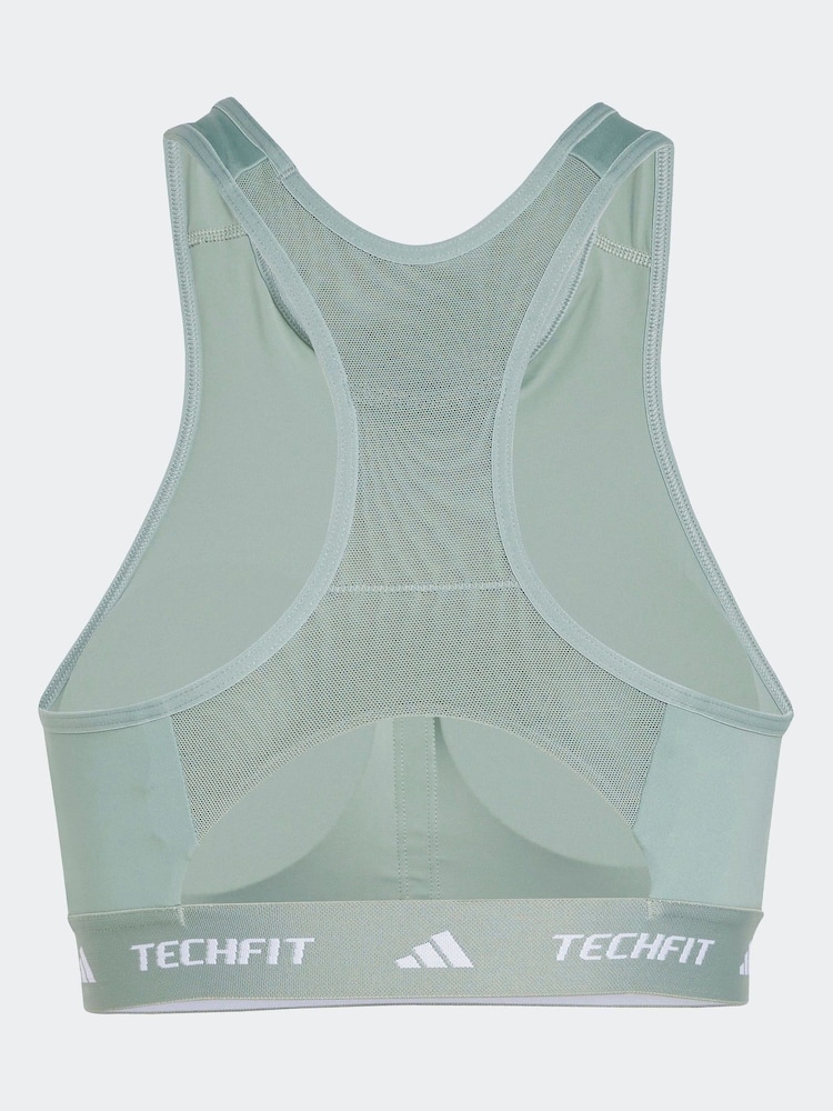 adidas Green Techfit Power Impact Medium Support Sports Bra - Image 7 of 7