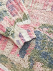Pink Scene Printed Crew Neck Fine Knitted Jumper - Image 7 of 7