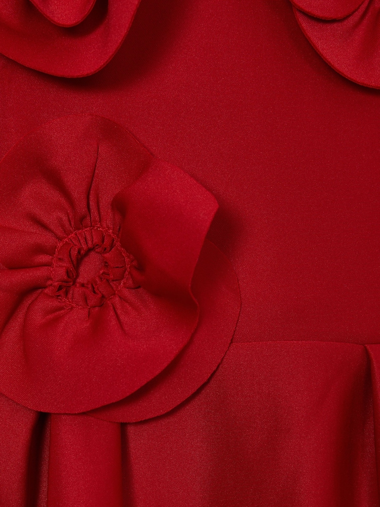 Reiss Red Polliana 4-9 yrs Scuba 3D-Flowers Flared Dress - Image 4 of 4