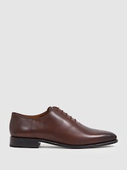 Reiss Dark Tan Mead Leather Brogue Detail Lace-Up Shoes - Image 1 of 4