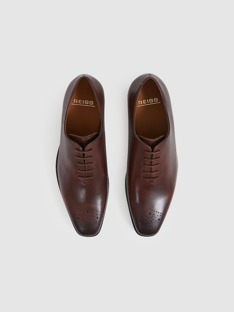 Reiss Dark Tan Mead Leather Brogue Detail Lace-Up Shoes - Image 2 of 4