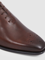 Reiss Dark Tan Mead Leather Brogue Detail Lace-Up Shoes - Image 4 of 4