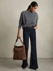 Reiss Rust Shiba Suede Leather Braided-Strap Tote Bag - Image 2 of 5