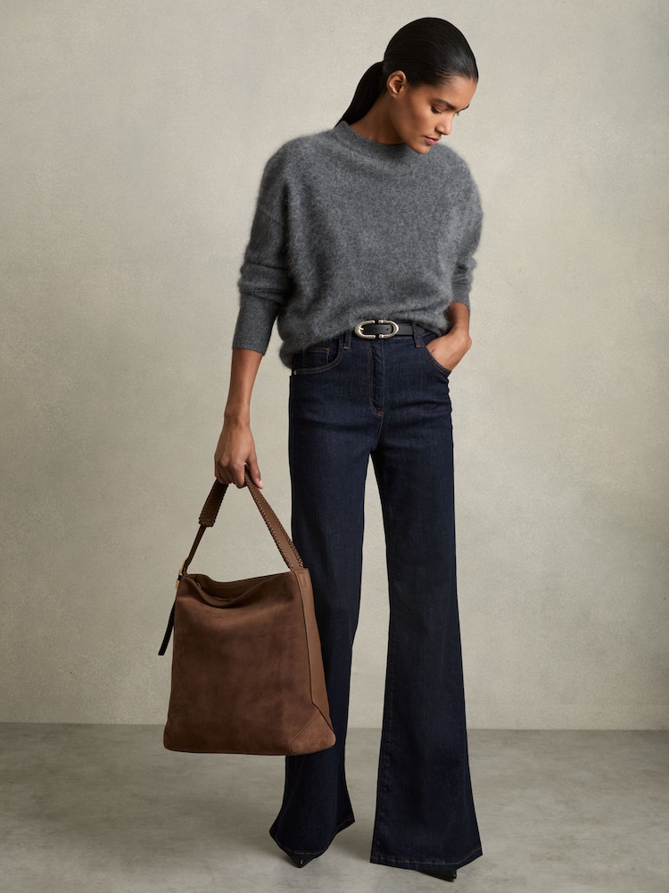 Reiss Rust Shiba Suede Leather Braided-Strap Tote Bag - Image 2 of 5