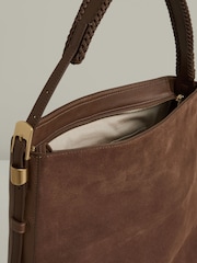 Reiss Rust Shiba Suede Leather Braided-Strap Tote Bag - Image 3 of 5