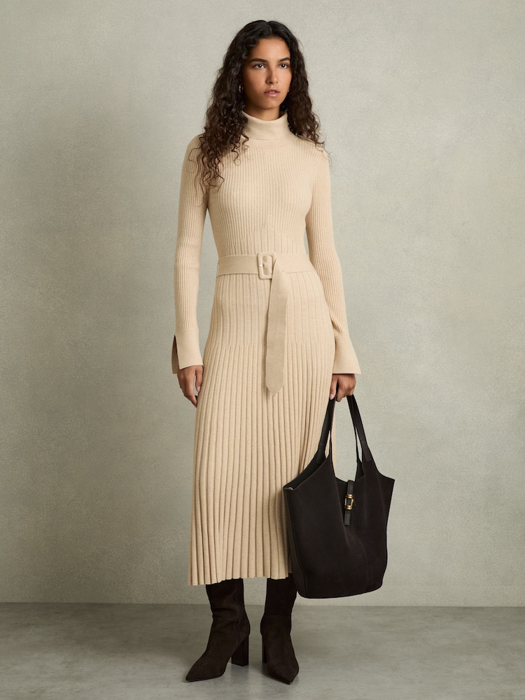 Reiss Chocolate Lyra Leather And Suede Tote Bag - Image 2 of 6