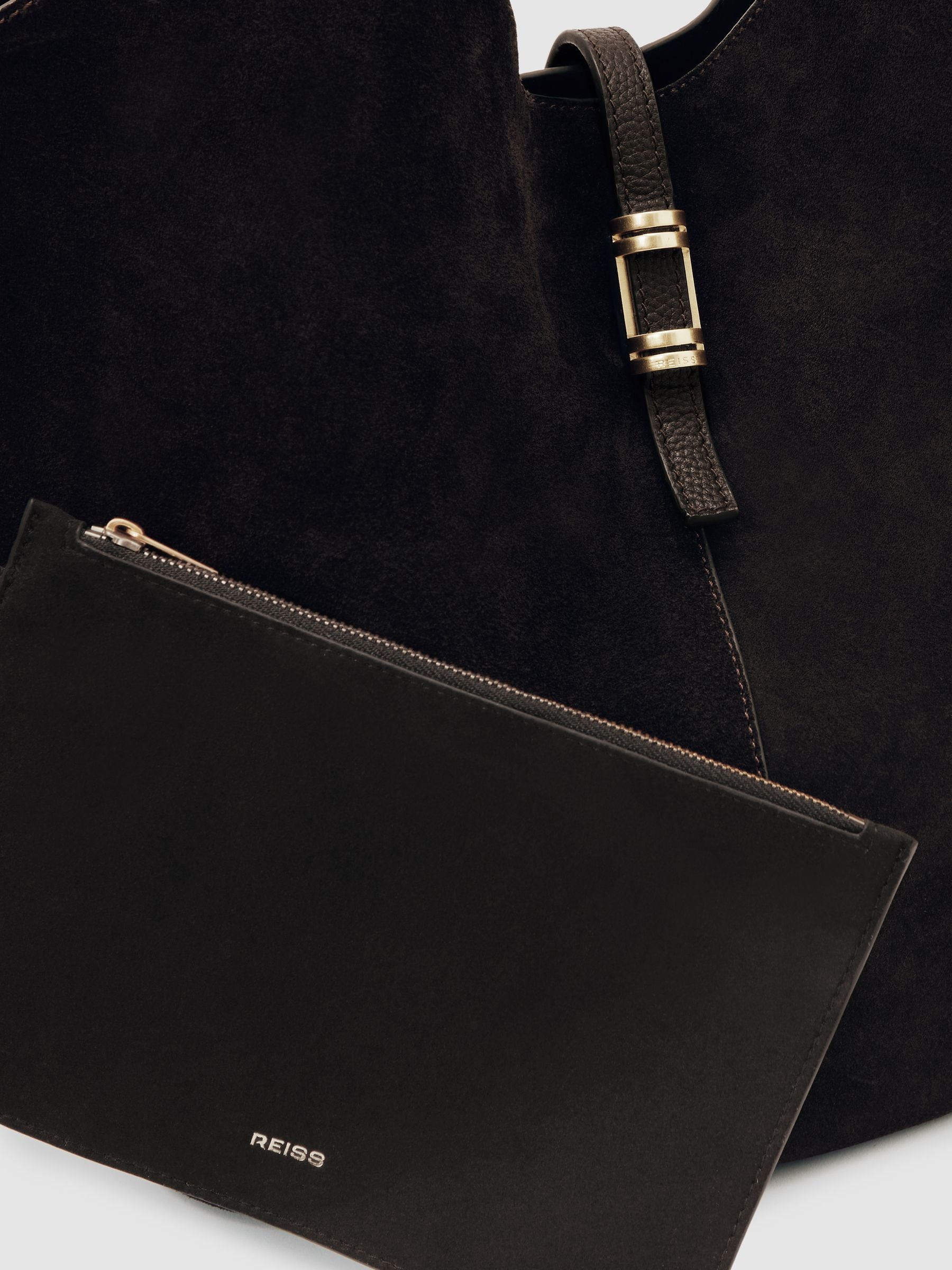 Buy Reiss Chocolate Lyra Leather And Suede Tote Bag from Next USA