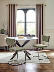 Set of 2 Soft Velvet Sage Green Kai Chrome Leg Dining Chairs - Image 1 of 9