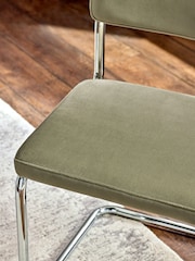 Set of 2 Soft Velvet Sage Green Kai Chrome Leg Dining Chairs - Image 2 of 9