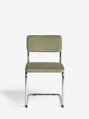 Set of 2 Soft Velvet Sage Green Kai Chrome Leg Dining Chairs - Image 3 of 9