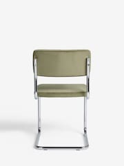 Set of 2 Soft Velvet Sage Green Kai Chrome Leg Dining Chairs - Image 7 of 9