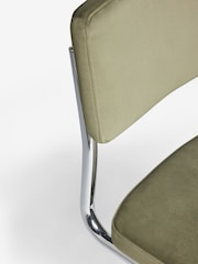Set of 2 Soft Velvet Sage Green Kai Chrome Leg Dining Chairs - Image 8 of 9