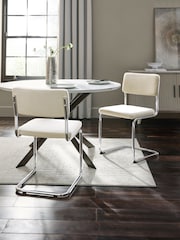 Set of 2 Soft Velvet Pebble Kai Chrome Leg Dining Chairs - Image 1 of 8