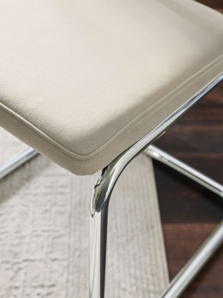 Set of 2 Soft Velvet Pebble Kai Chrome Leg Dining Chairs - Image 2 of 8