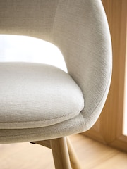 Set of 2 Tweedy Plain Light Natural Hewitt Upholstered Light Wood Leg Dining Chairs - Image 2 of 9