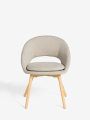 Set of 2 Tweedy Plain Light Natural Hewitt Upholstered Light Wood Leg Dining Chairs - Image 3 of 9