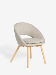 Set of 2 Tweedy Plain Light Natural Hewitt Upholstered Light Wood Leg Dining Chairs - Image 5 of 9