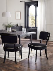 Set of 2 Soft Velvet Black Remi Dining Chairs - Image 1 of 10