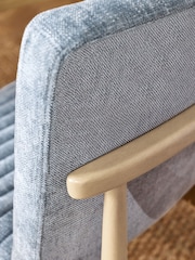 Set of 2 Cotswold Chenille Blue Atlas Light Wood Leg Dining Chairs - Image 4 of 10