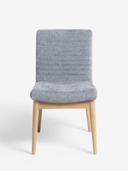 Set of 2 Cotswold Chenille Blue Atlas Light Wood Leg Dining Chairs - Image 6 of 10