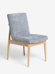 Set of 2 Cotswold Chenille Blue Atlas Light Wood Leg Dining Chairs - Image 7 of 10