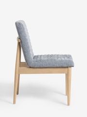 Set of 2 Cotswold Chenille Blue Atlas Light Wood Leg Dining Chairs - Image 8 of 10