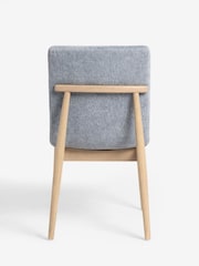 Set of 2 Cotswold Chenille Blue Atlas Light Wood Leg Dining Chairs - Image 9 of 10